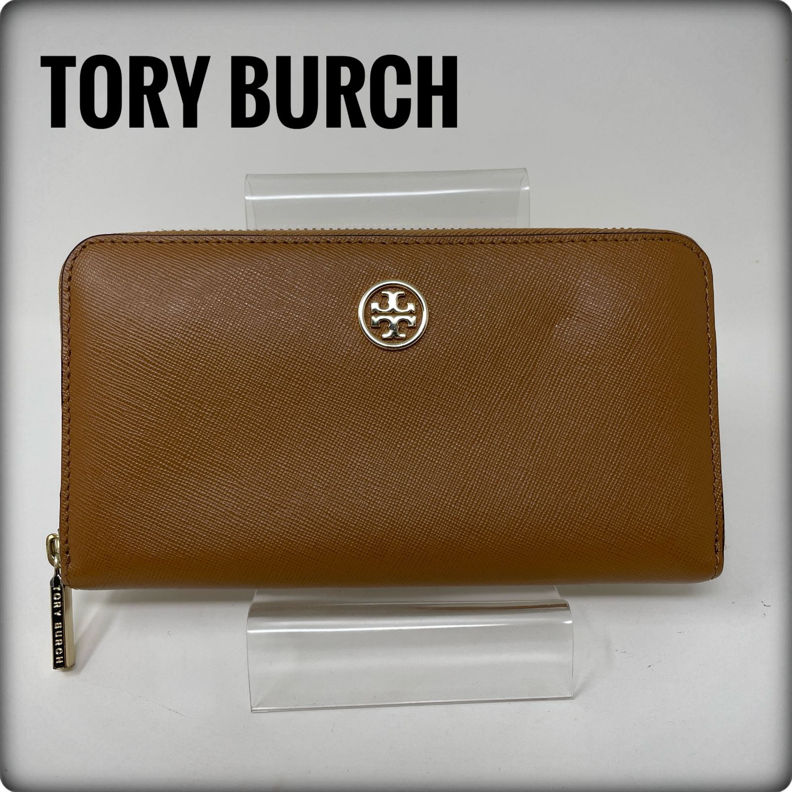 トリーバーチ Tory Burch レザー ラウンドファスナー長財布 キャメル 