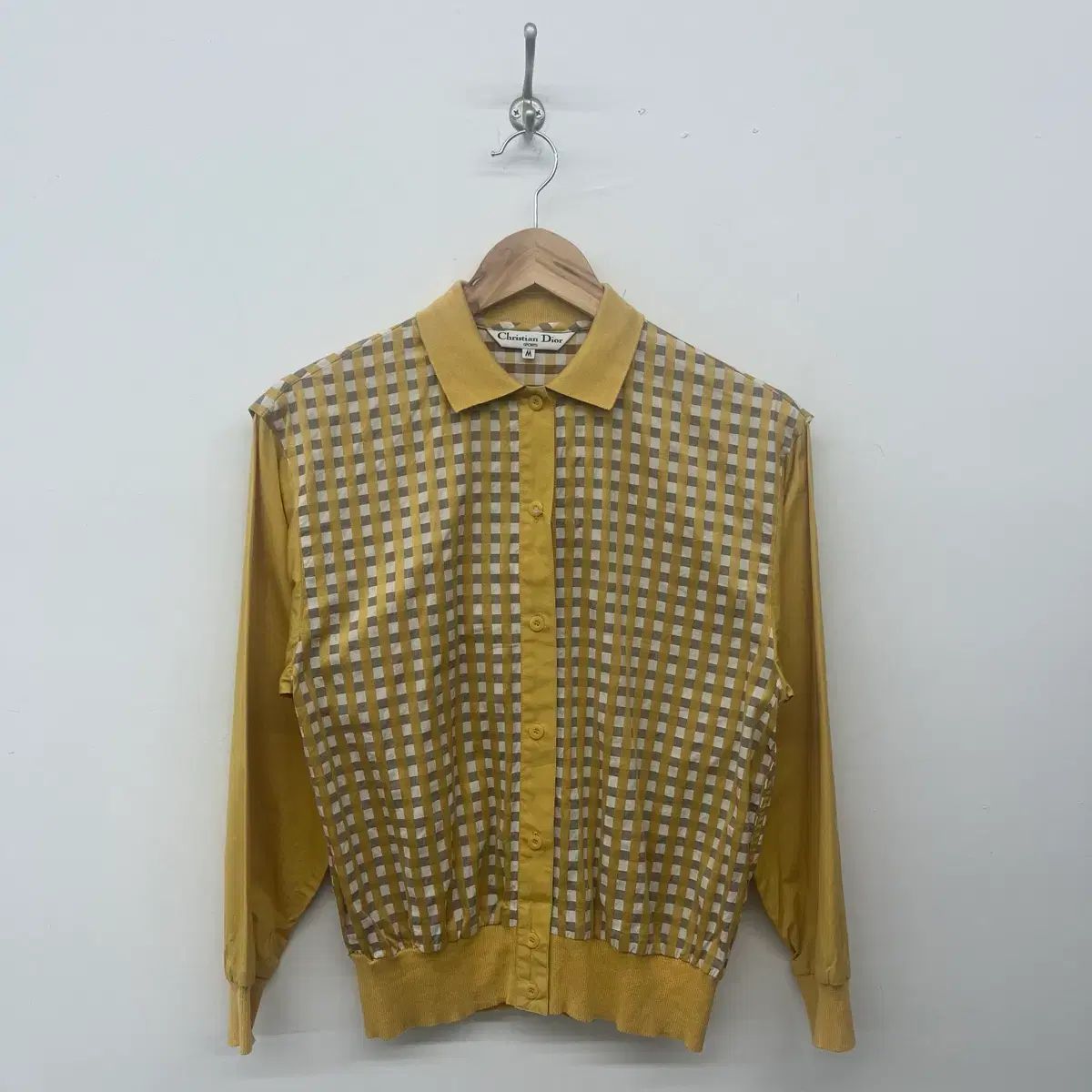 クリスチャン ディオール イェロー CHECK パータン シャツ リー M