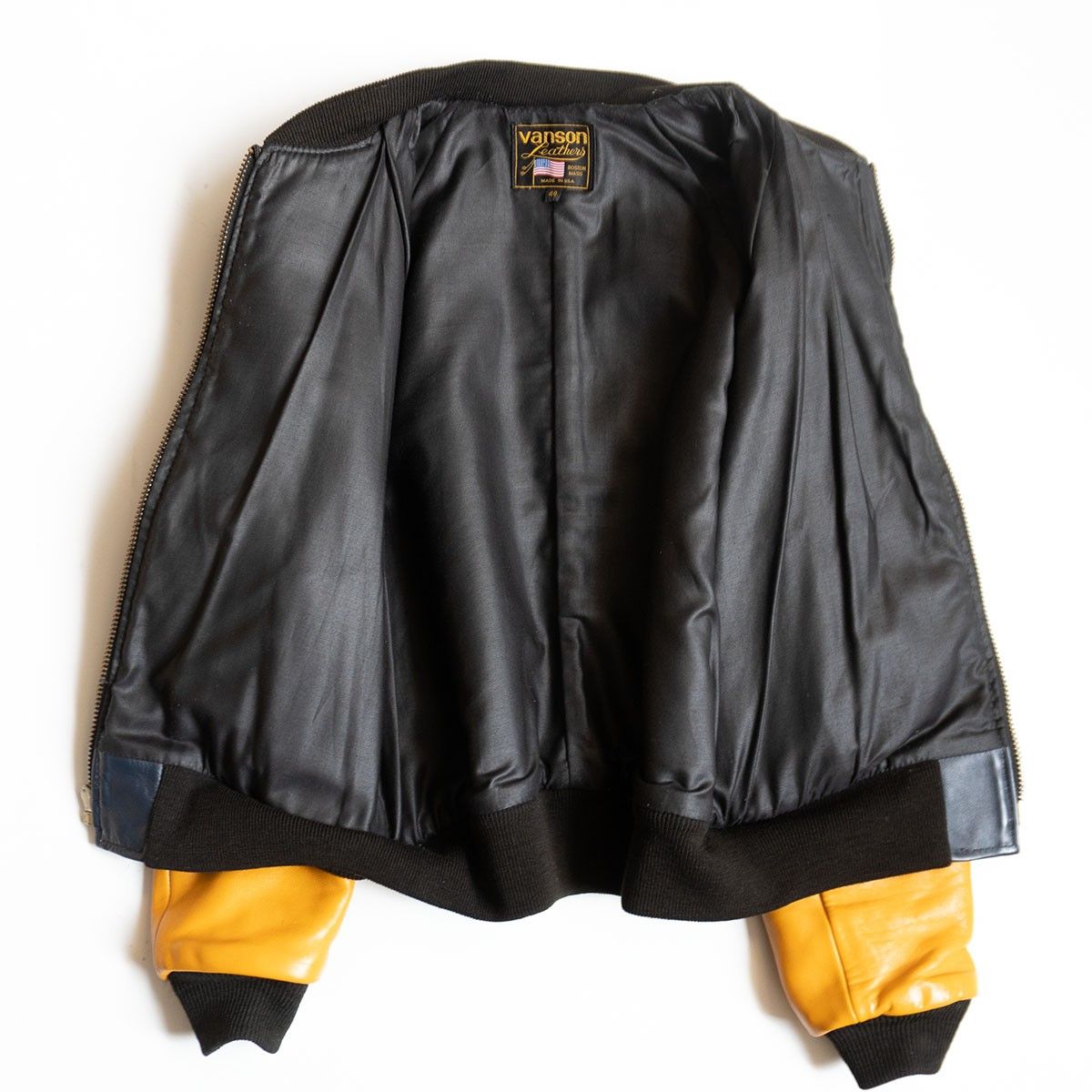 美品】 VANSON 【TJV オールレザー スタジャン】40 オレンジ ネイビー