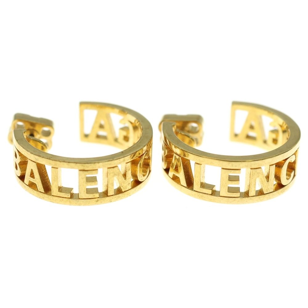 BALENCIAGA バレンシアガ LOGO HOOP PIERCE ロゴフープピアス ゴールド BALENCIAGA (バレンシアガ) LOGO HOOP PIERCE ロゴフープピアス