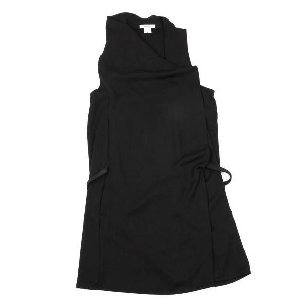 ヘルムートラングHELMUT LANG フロントレザーストラップドレープノースリーブチュニック 黒2
