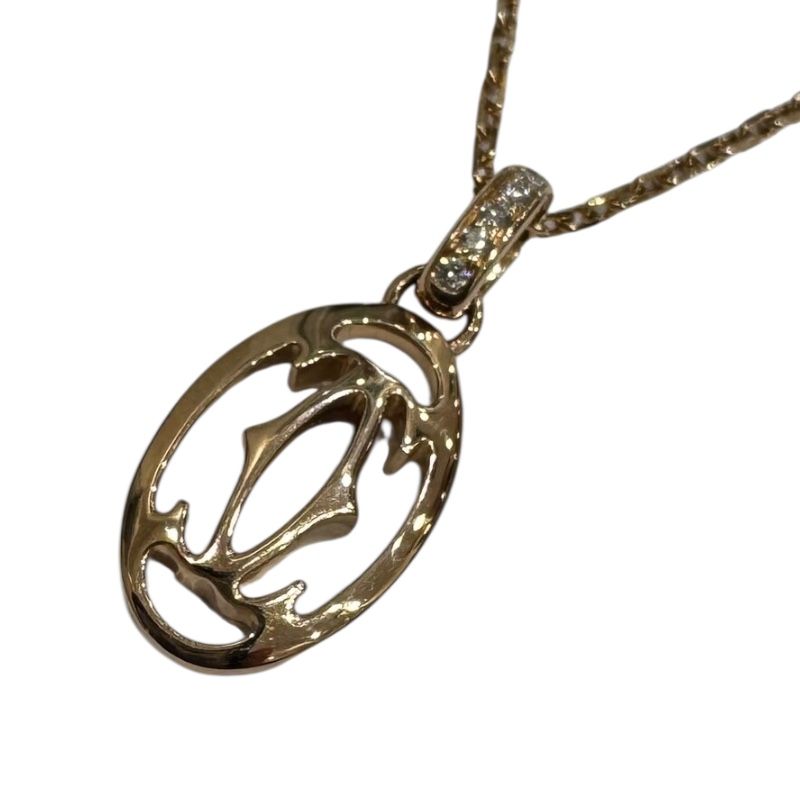 カルティエ Cartier ロゴドゥーブルCネックレス ピンクゴールド Au 750 ダイヤモンド ジュエリー