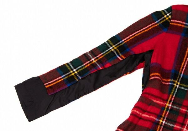 ウール縮絨タータンチェック切替ワンピース