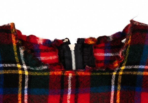 GARCONS ウール縮絨タータンチェック切替ワンピース