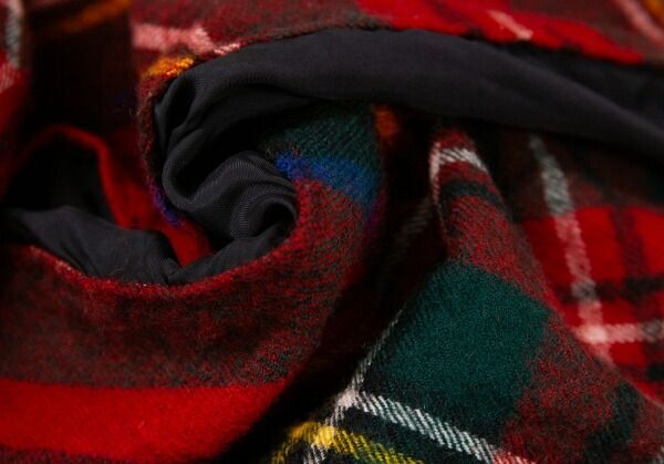 ウール縮絨タータンチェック切替ワンピース