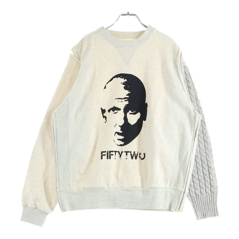 UNDERCOVER アンダーカバー 98AW EXCHANGE期 FIFTYTWO フロントプリント 袖切り替え プルオーバースウェット グレー C409 UNDERCOVER (アンダーカバー) 98AW EXCHANGE期 FIFTYTWO フロント