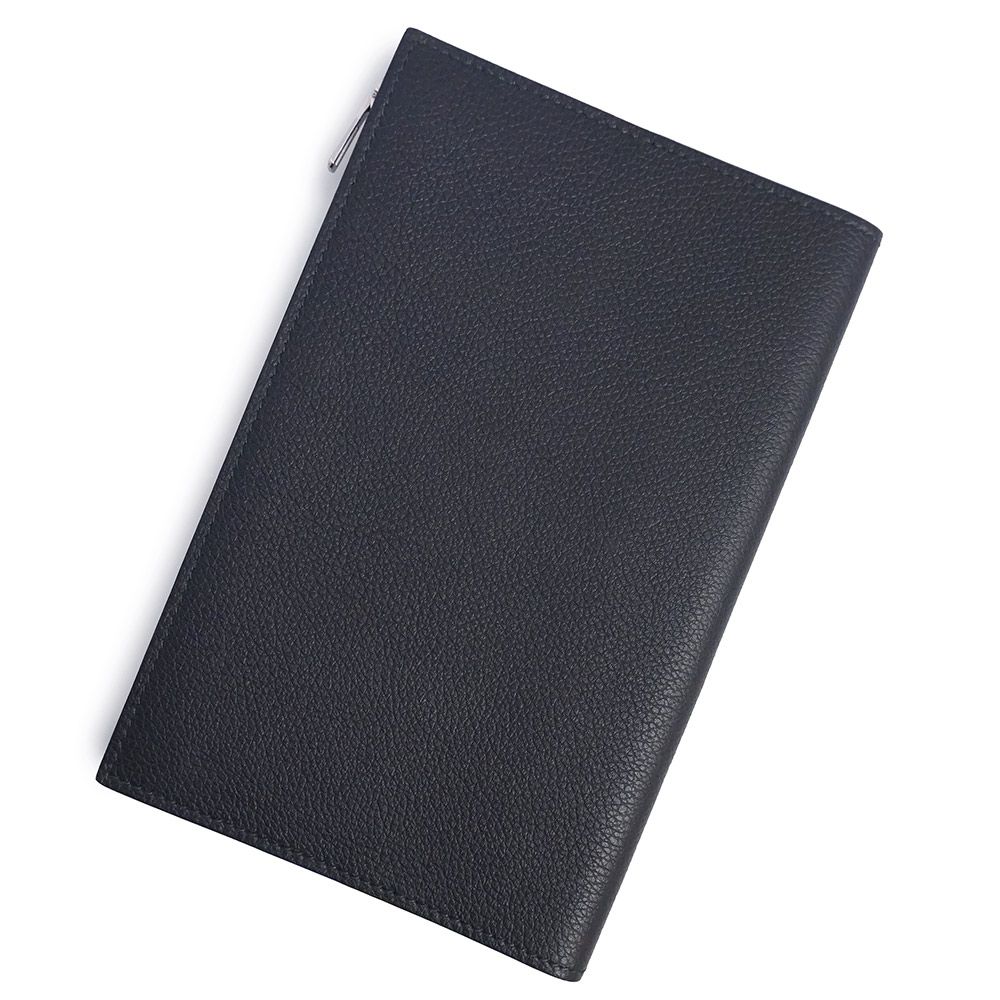 エルメス EAジップ PM ノートカバー コインケース 小銭れ 財布 手帳カバー ヴォーエバーカラー レザー ダークグレー シルバー金具 W刻印 HERMES ♥ 展示品