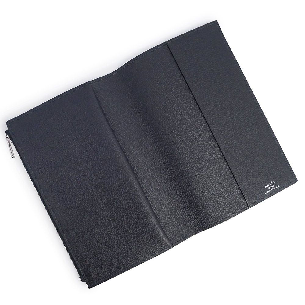 エルメス EAジップ PM ノートカバー コインケース 小銭れ 財布 手帳カバー ヴォーエバーカラー レザー ダークグレー シルバー金具 W刻印 HERMES ♥ 展示品