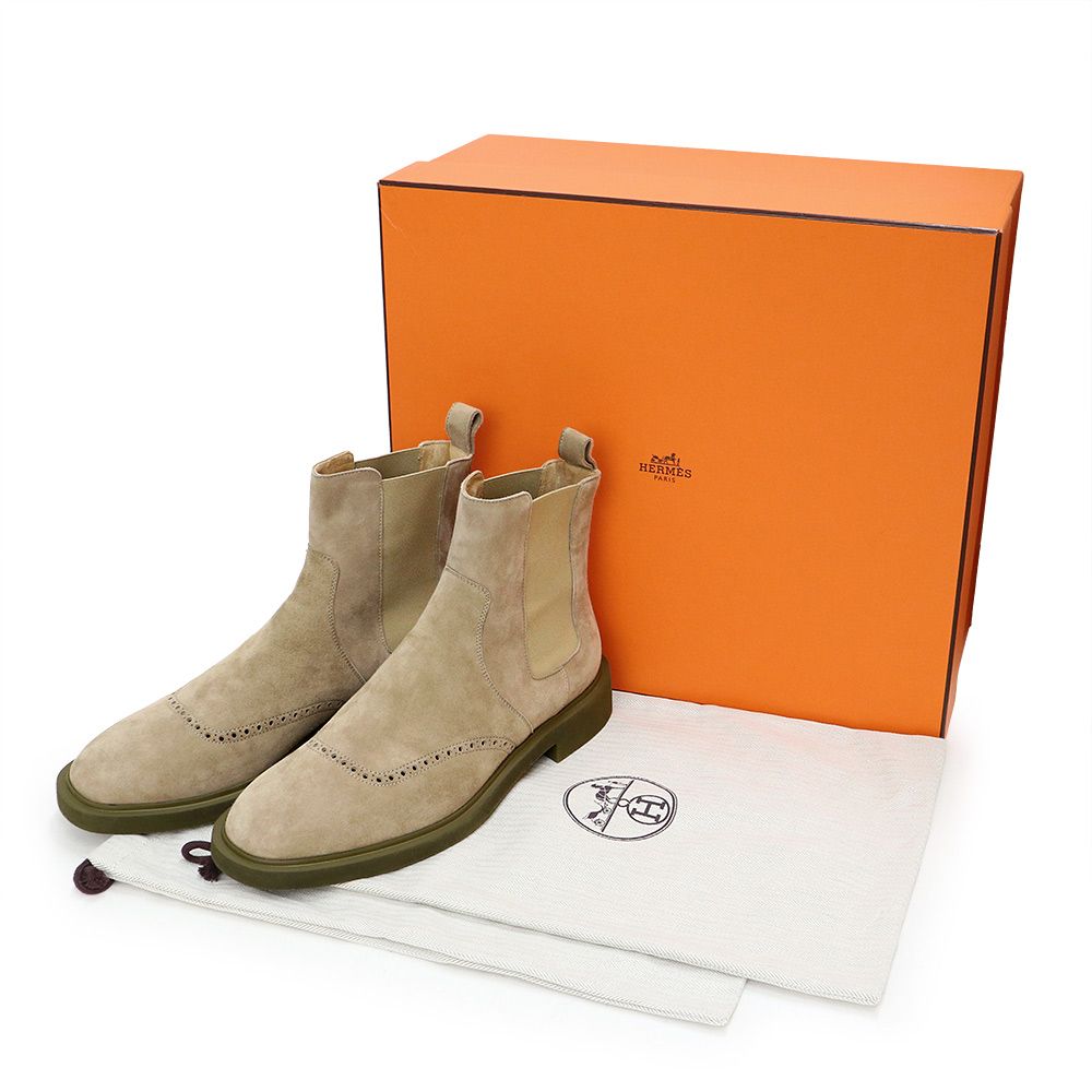 エルメス サイドゴアブーツ ショート 靴 43 28cm スウェード ヴォー