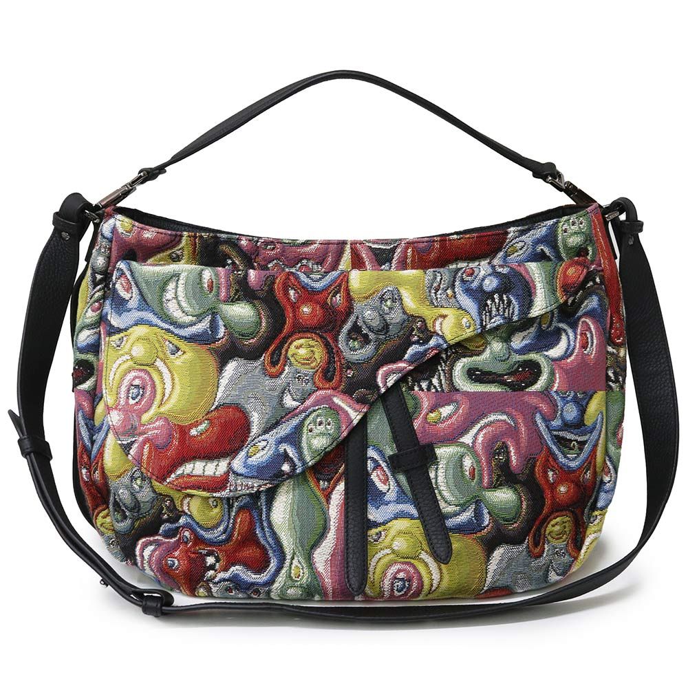 ディオール サドル ソフト ケニー シャーフ KENNY SCHARF コラボ 2 WAY ショルダーバッグ 斜め掛け ジャガード レザー マルチカラー ブラック シルバー金具 Dior ♥ 展示品