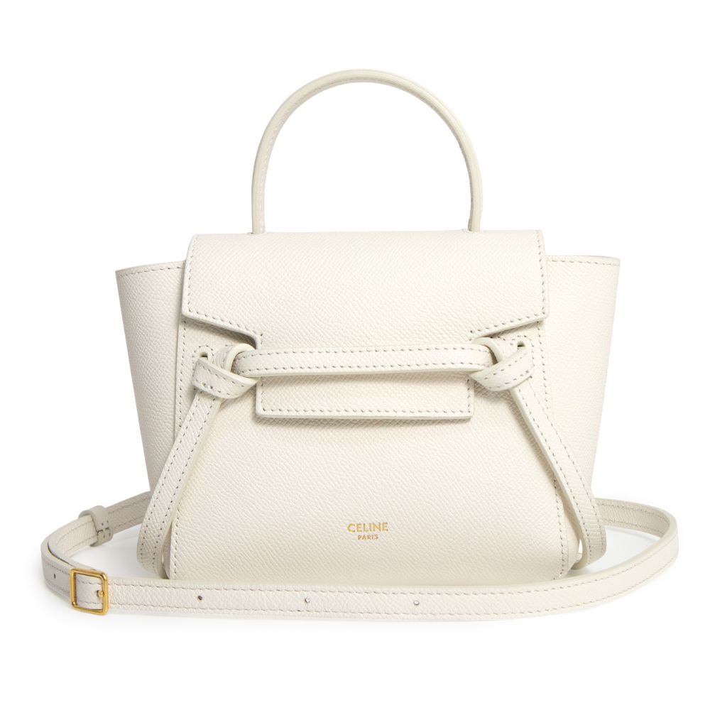 セリーヌ 194263 ベルトバッグ ピコ 2 Way 斜め掛け ショルダー ハンドバッグ グレインカーフレザー RICE ライス ホワイト ゴールド金具 CELINE ♥ 展示品