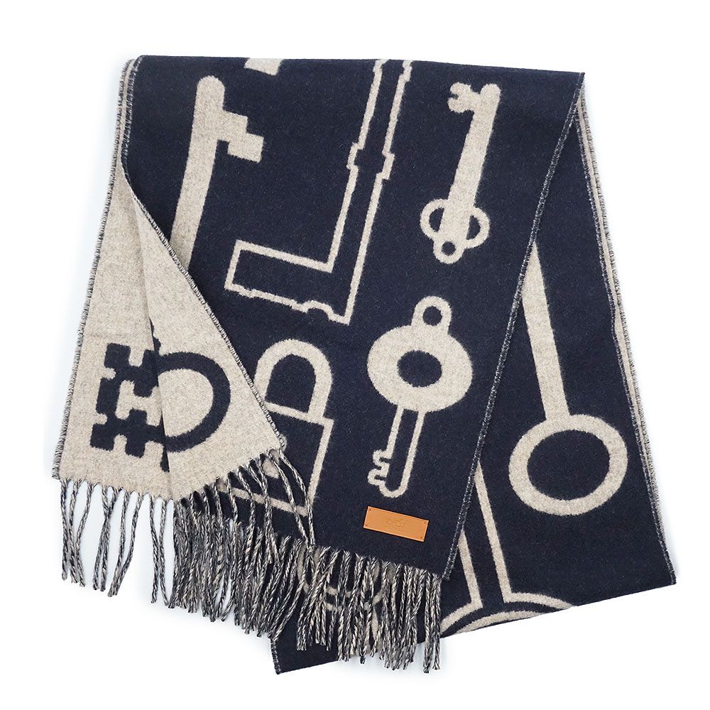 エルメス カザック キーコレクション フリンジ マフラー カシミヤ 100