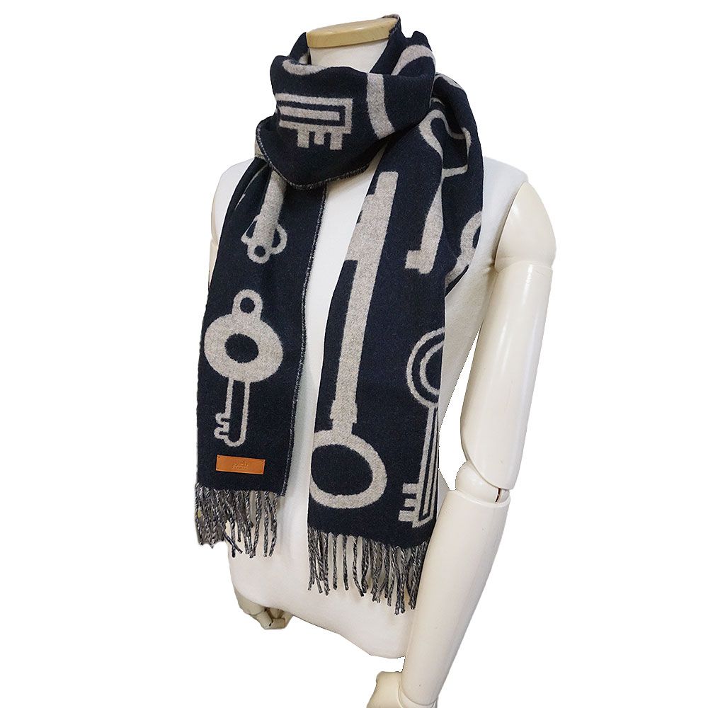 エルメス カザック キーコレクション フリンジ マフラー カシミヤ 100