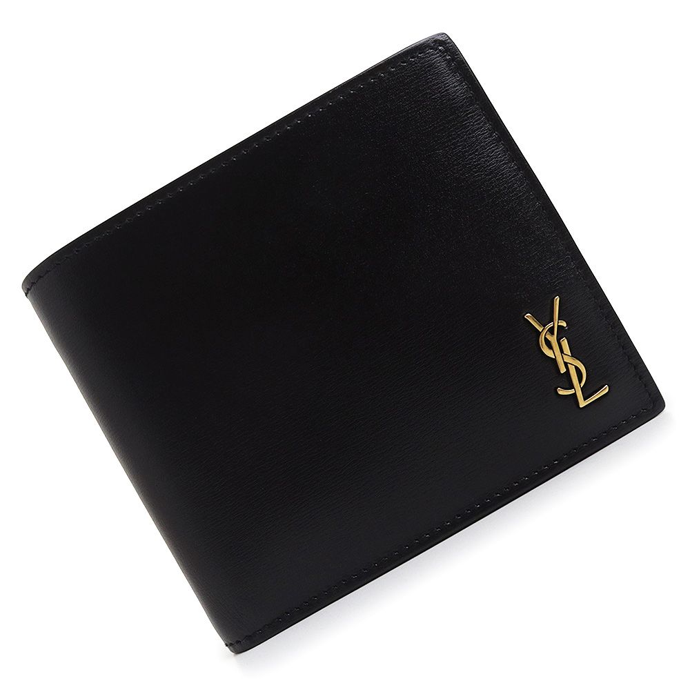 サンローラン 610193 TINY タイニー ウォレット コンパクト 二つ折り財布 カーフスキン レザー ブラック ゴールド金具 SAINT LAURENT ♥ 展示品