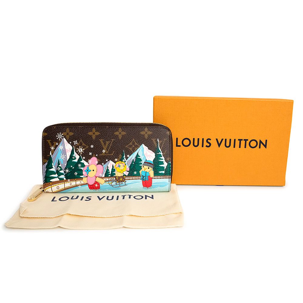 ルイ ヴィトン M 82614 ヴィヴィエンヌ ジッピー ウォレット ラウンドファスナー 長財布 モノグラム ブラウン ピンク ゴールド金具 LOUIS VUITTON ♥品