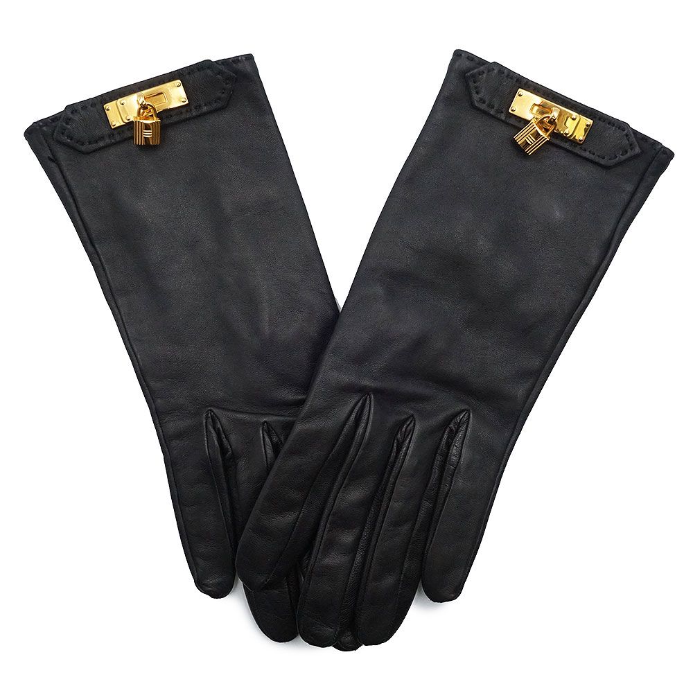 エルメス ケリー ソヤ 手袋 グローブ #8 ラムスキン レザー ノワール