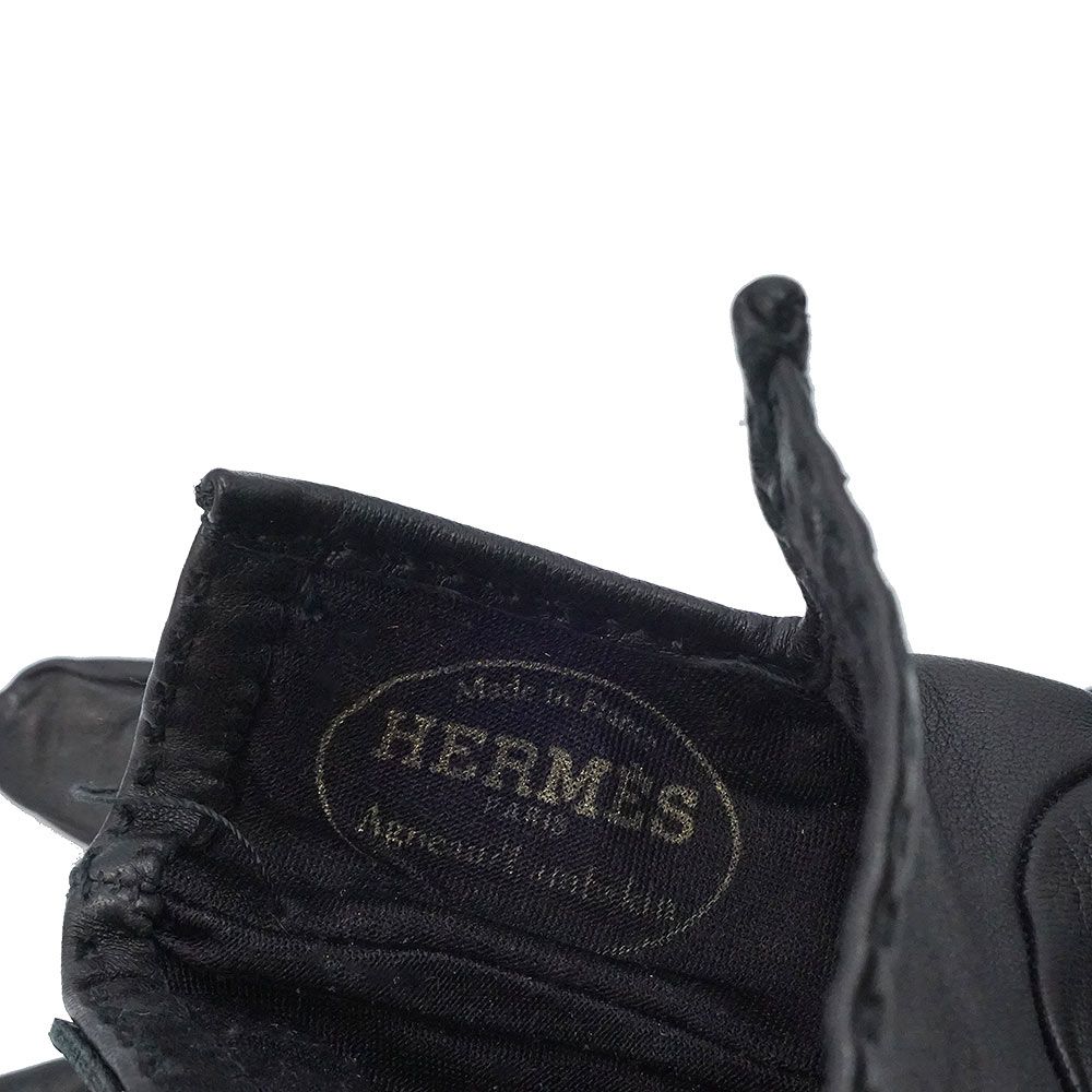 一点物　エルメス　ソヤ ケリー金具 グローブ 手袋　ブラック　送料無料 エルメス ケリー ソヤ 手袋 グローブ #8 ラムスキン レザー ノワール