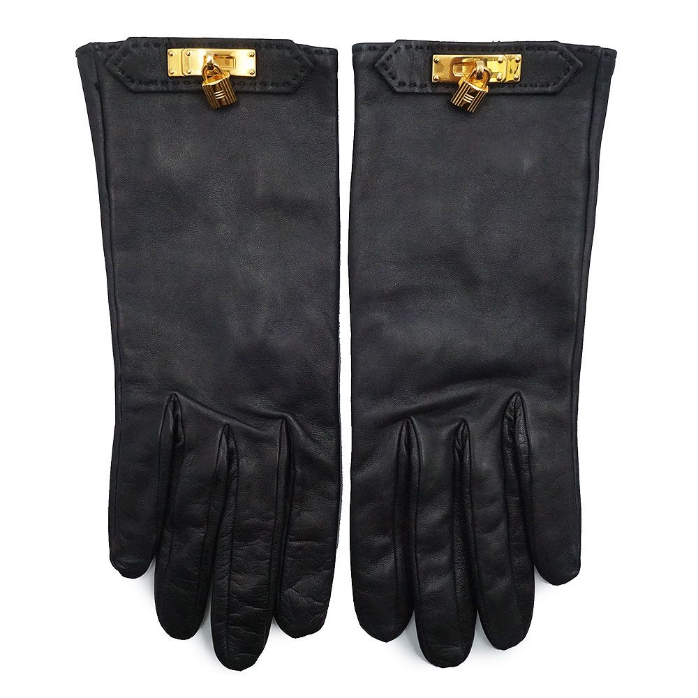 エルメス ケリー ソヤ 手袋 グローブ #8 ラムスキン レザー ノワール