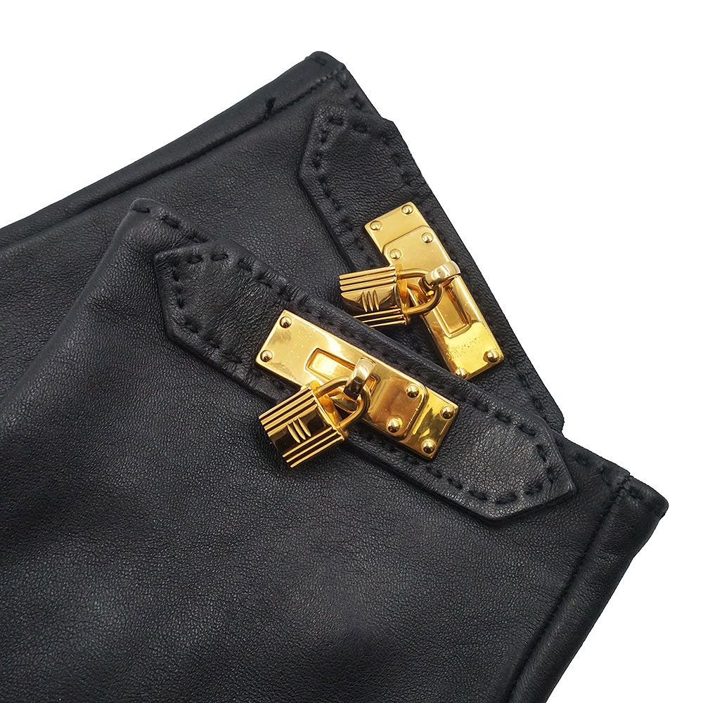 エルメス ケリー ソヤ 手袋 グローブ #8 ラムスキン レザー ノワール