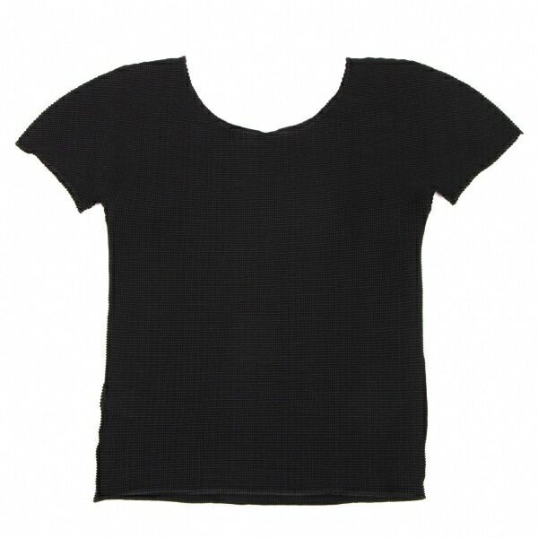 イッセイミヤケ ミーISSEY MIYAKE me ストレッチプリーツTシャツ 黒F