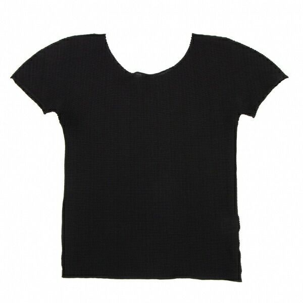 イッセイミヤケ ミーISSEY MIYAKE me ストレッチプリーツTシャツ 黒F