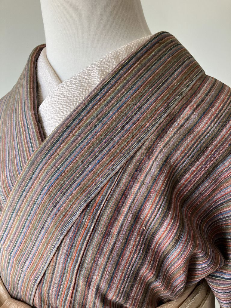 夏結城紬　正絹 正絹袷結城紬女物長着