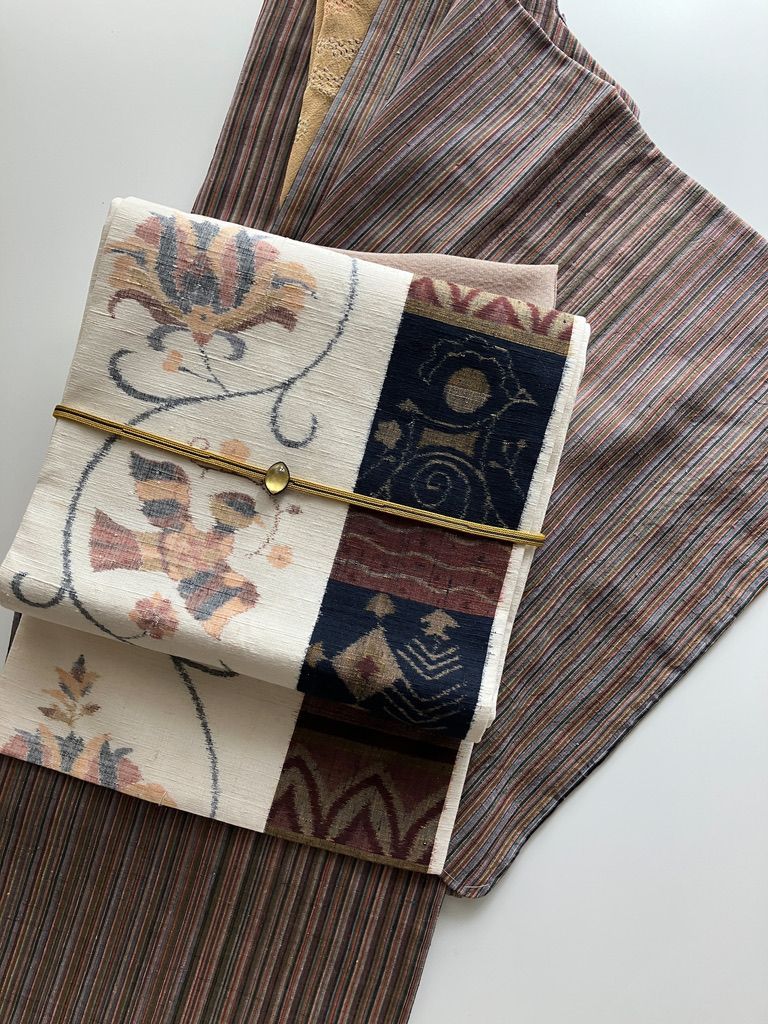 夏結城紬　正絹 正絹袷結城紬女物長着