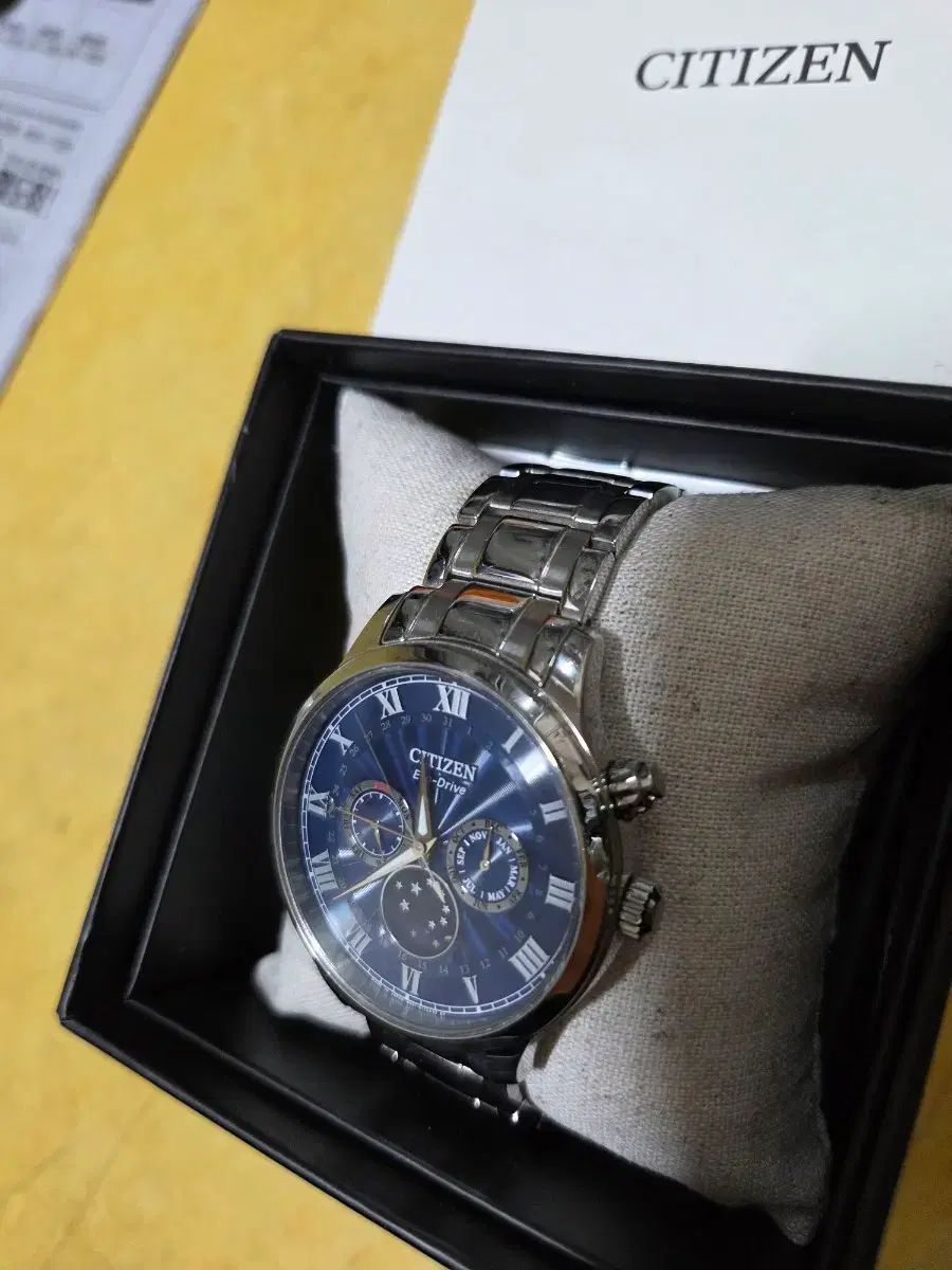  シチズン ムーンフェイズ エコドライブ デニム版 光充電 金属ベルト 時計