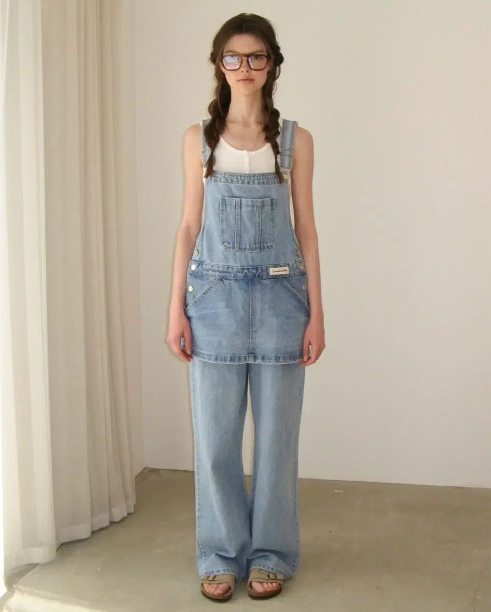 サムウェアバタ サスペンダー デニムオーバーオール