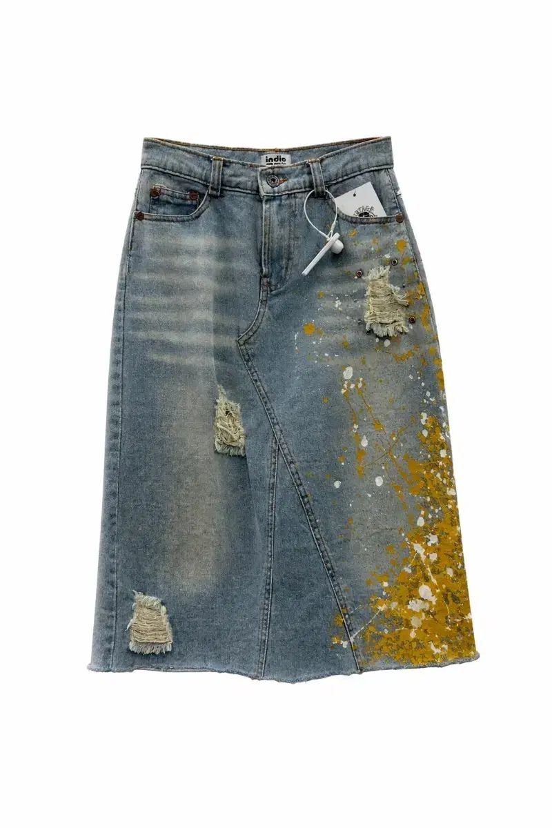 2024 indio ヴィンテージ ペインティング デニム スカート 1784