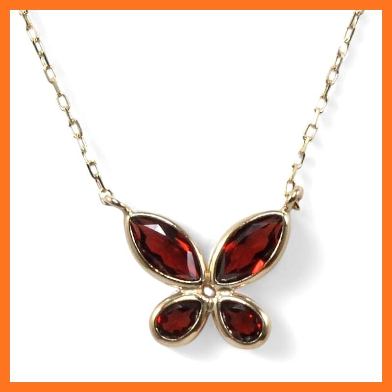 あなたと私の宝石箱 K 10 10金 バタフライネックレスペンダントネックレス ガーネット