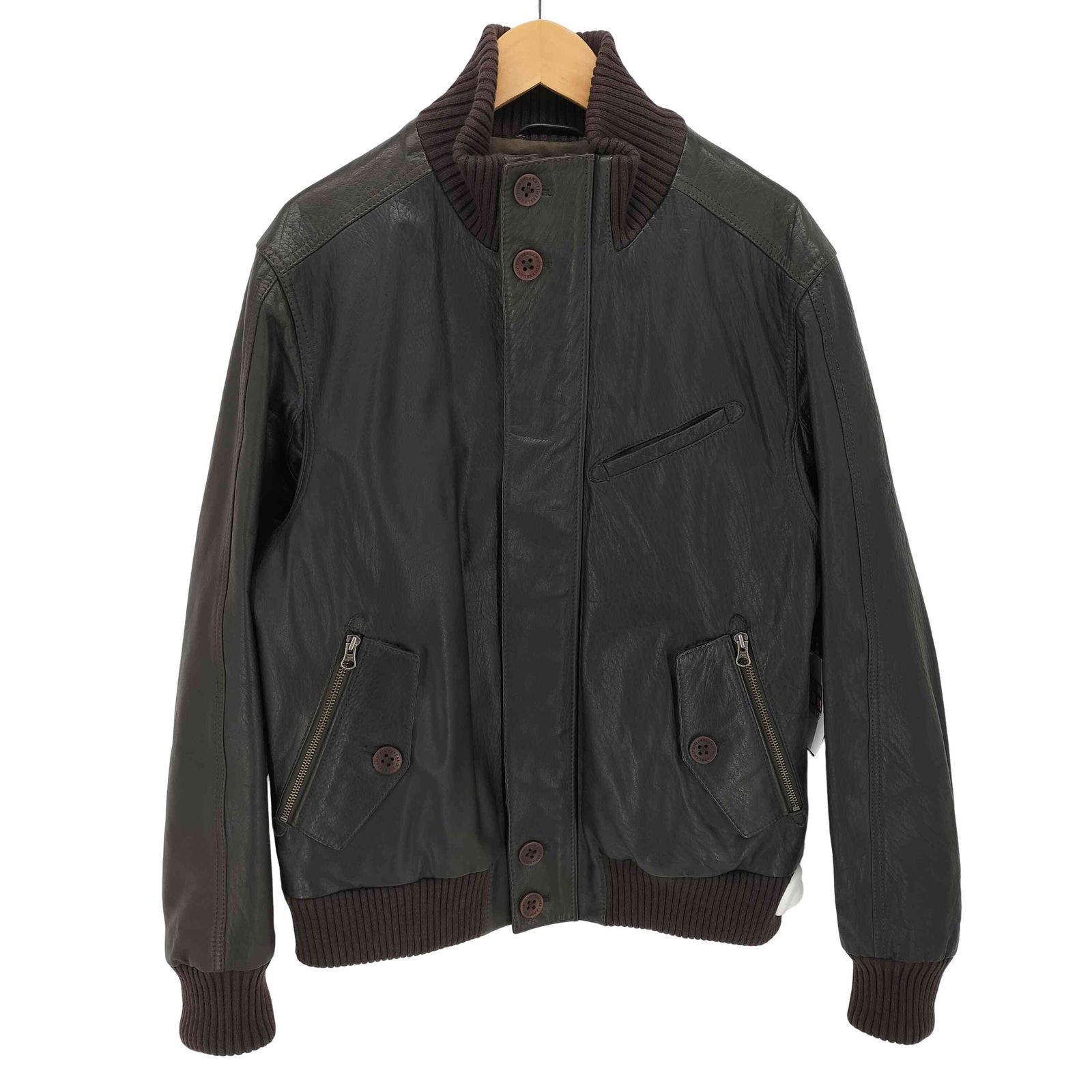 Timberland レザージャケット ジップアップ　本革　 カウレザー 古着 Timberland/ティンバーランド/本革切り替えジップアップレザー