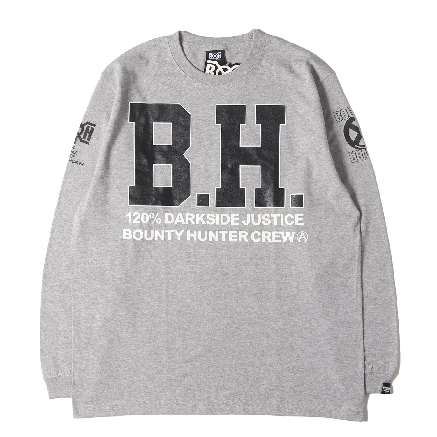 BOUNTY HUNTER バウンティーハンター Tシャツ グレー サイズ L ブランドロゴ ロングスリーブ トップス カットソー 長袖 メンズ
