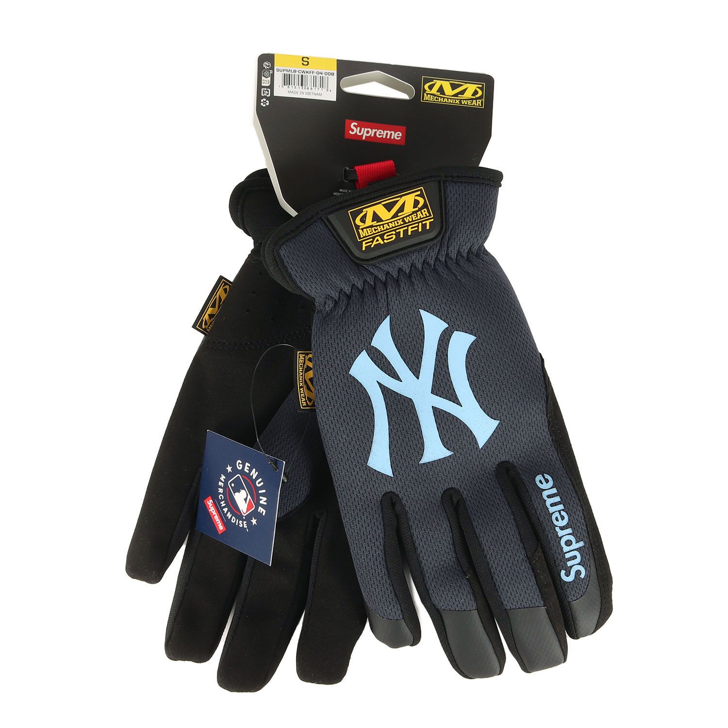 Supreme シュプリーム グローブ ネイビー 紺 サイズ S 25 AW Mechanix MLB York Yankees 手袋 FastFit Teams Gloves ブランド コラボ メンズ