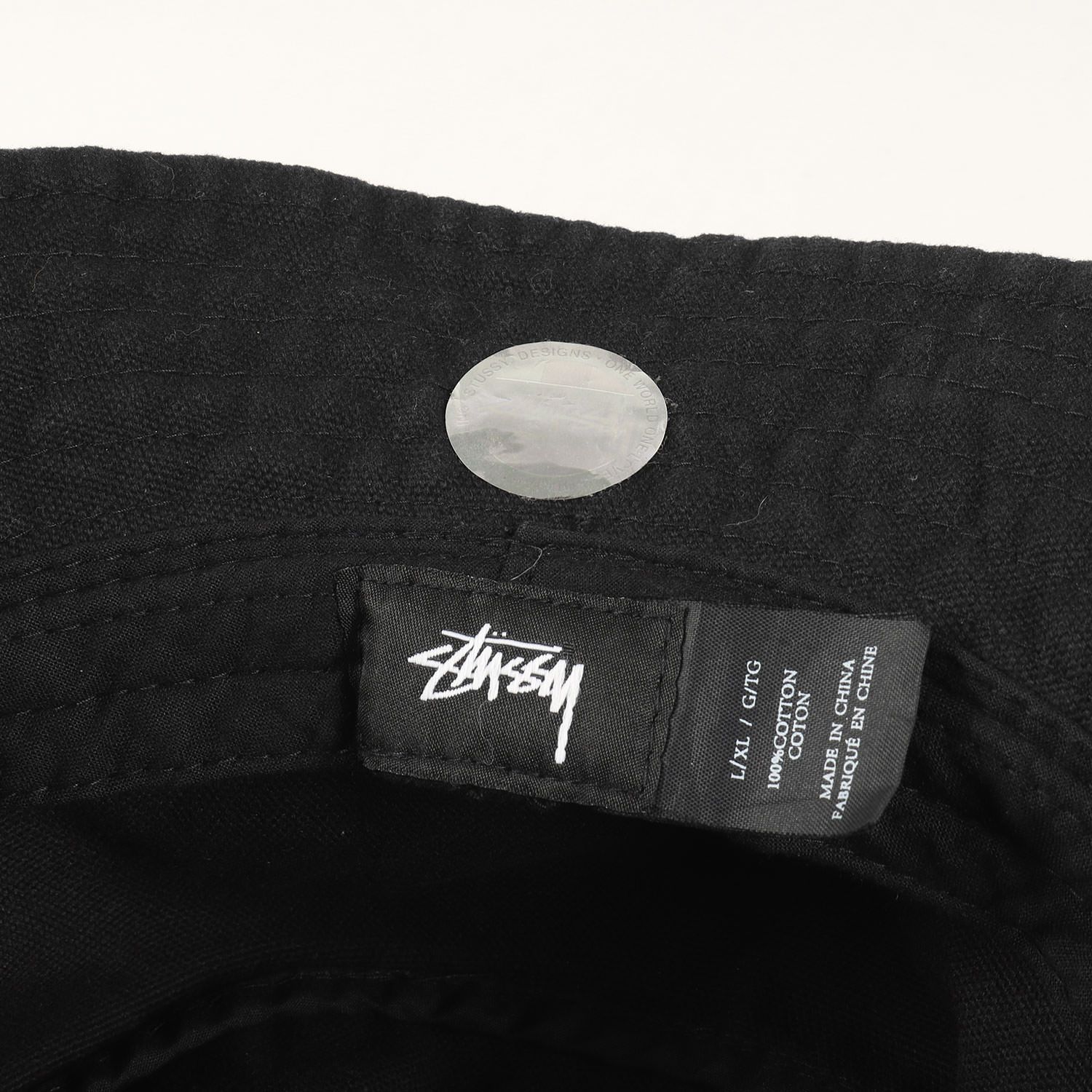 STUSSY ステューシー ハット ブラック サイズ L XL ストックロゴ キャンバス バケットハット ブランド メンズ その他 ハット 帽子