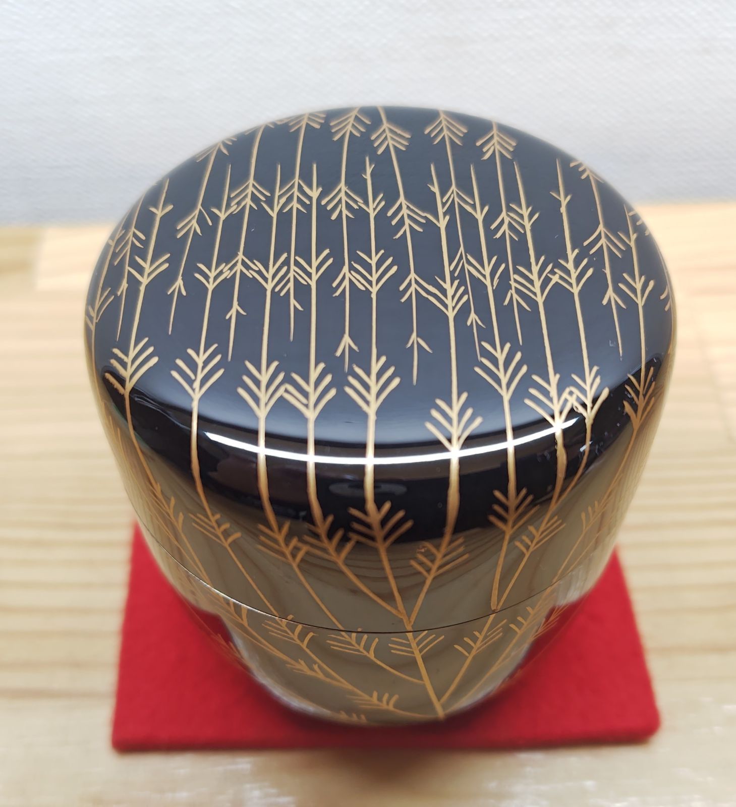 逢絢亭 品 茶道具 棗 中棗 芽張柳蒔絵 真塗 木製 塗師 米本龍斎 共箱入り