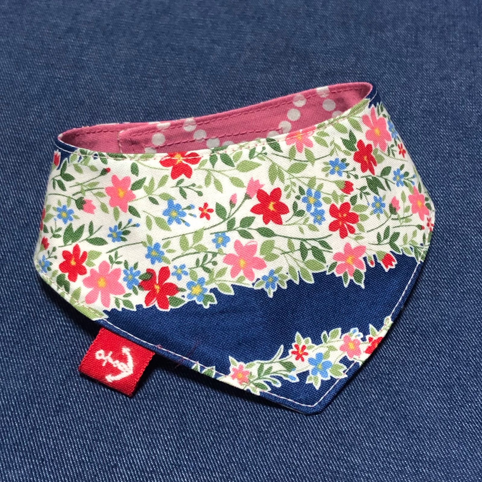 ☘️No.2827☘️ 犬猫用 リバーシブル バンダナ スタイ XSサイズ 花柄