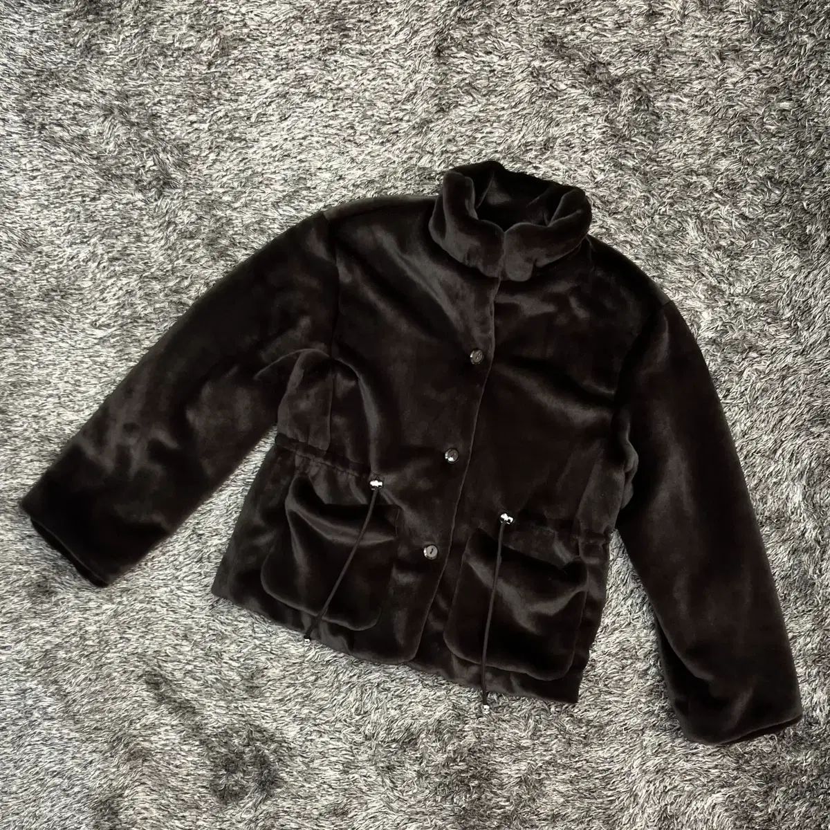 マリ クレール ミディ ハイネック ファー ジャケット 38