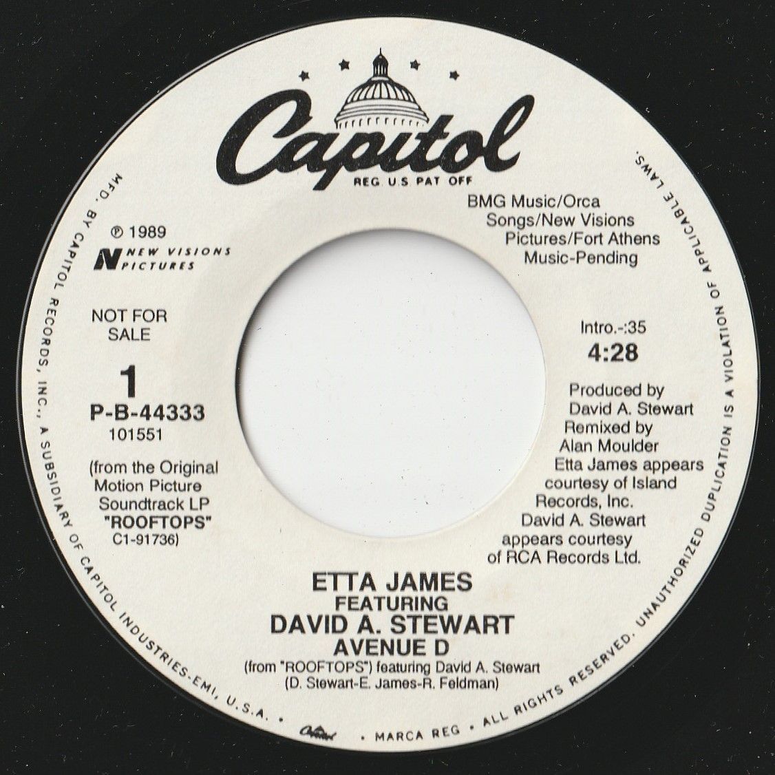 Etta James, David A. Stewart Avenue D / Avenue D Capitol US P-B
