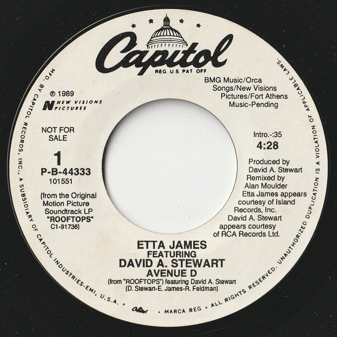 Etta James, David A. Stewart Avenue D / Avenue D Capitol US P-B