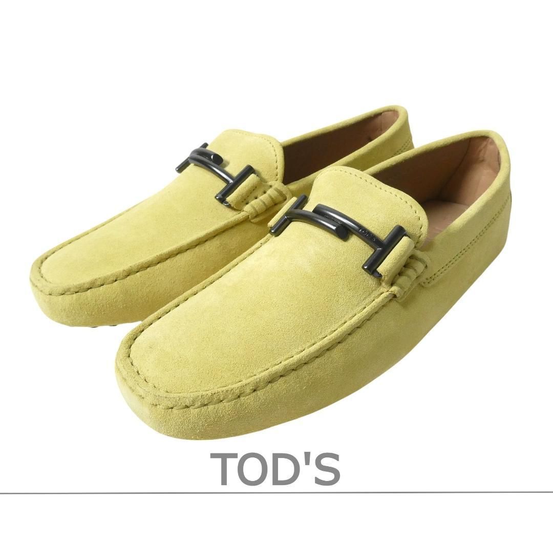 ♥ TOD S トッズ サイズ5 A スエード ロゴ スクエアトゥ ドライビングシューズ ローファー デッキシューズ モカシン 黄 イエロー