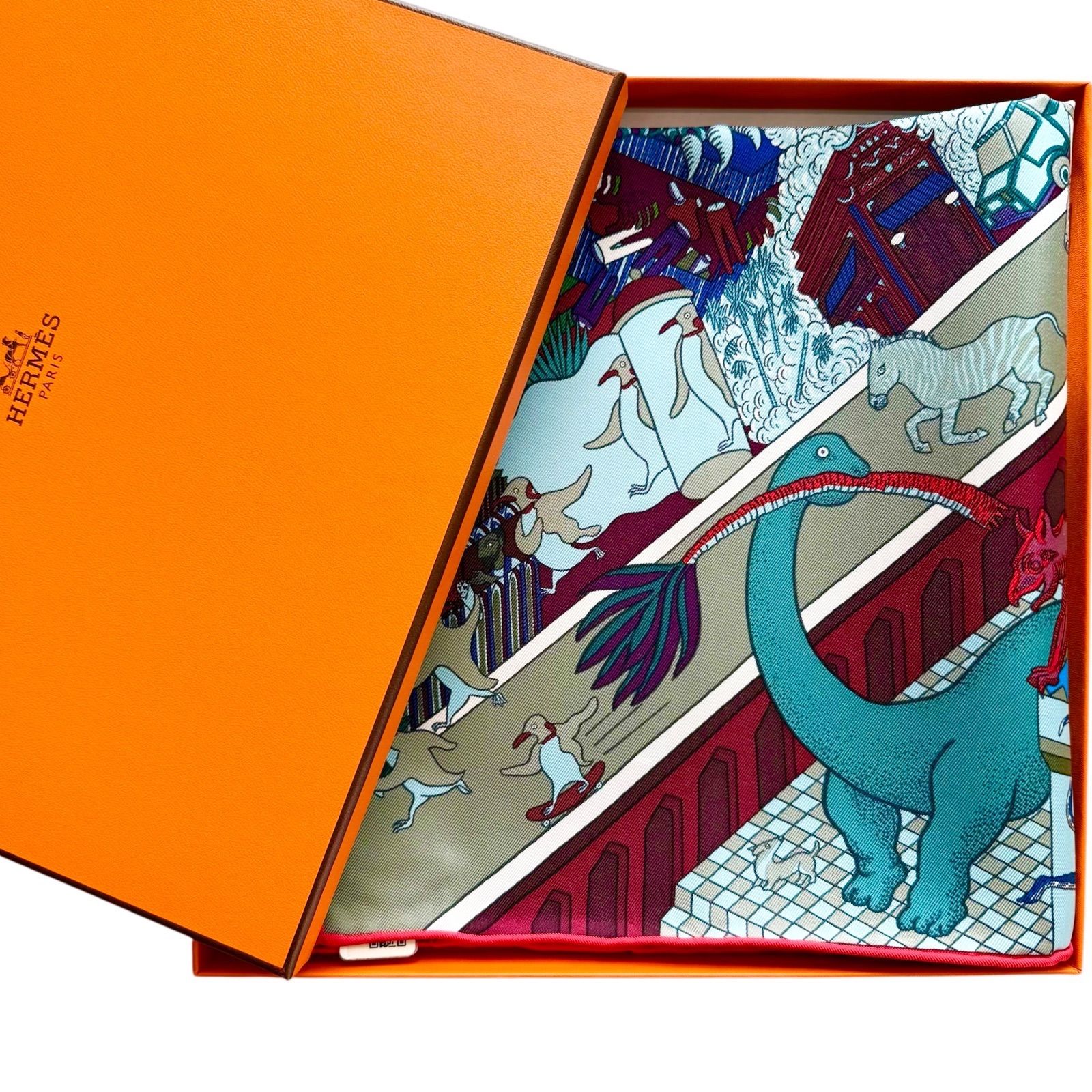 希少 新品未使用 マルチカラー エルメス シルクスカーフ カレ90 アニマ