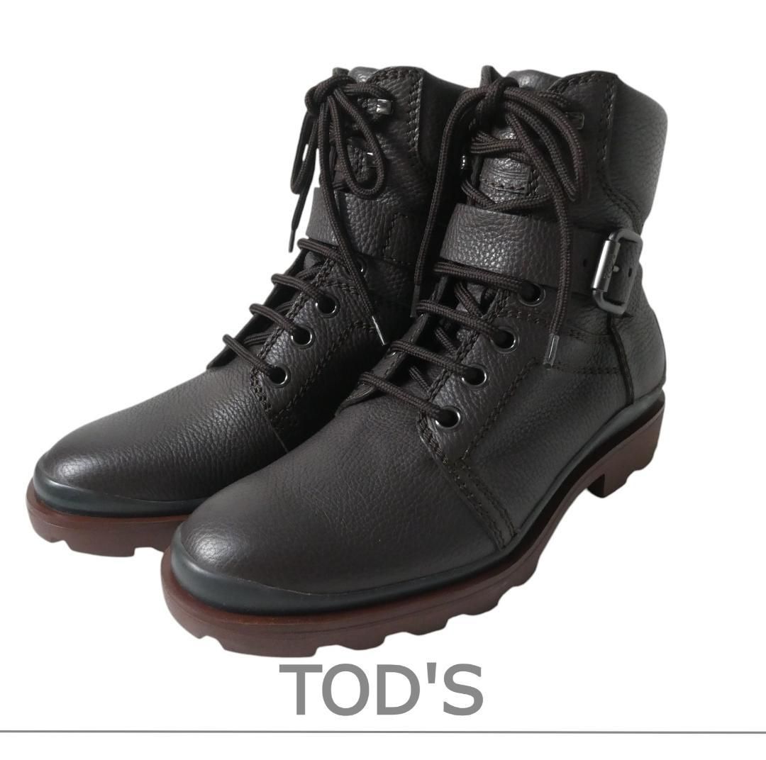 ♥ TOD S トッズ サイズ5 レザー ベルト レースアップ マウンテンブーツ ショートブーツ 茶 ブラウン