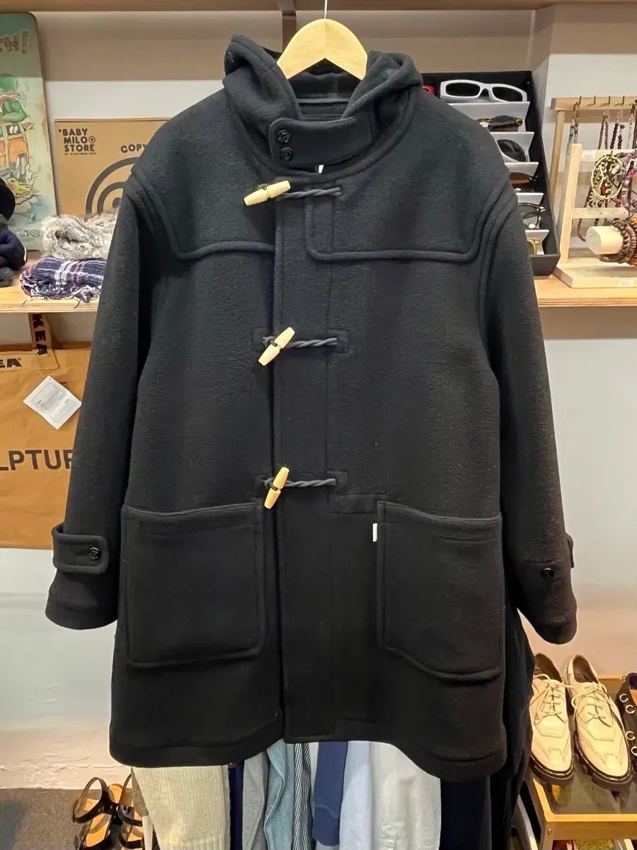 105 FETCH パッチ ダッフルコート ブラック L