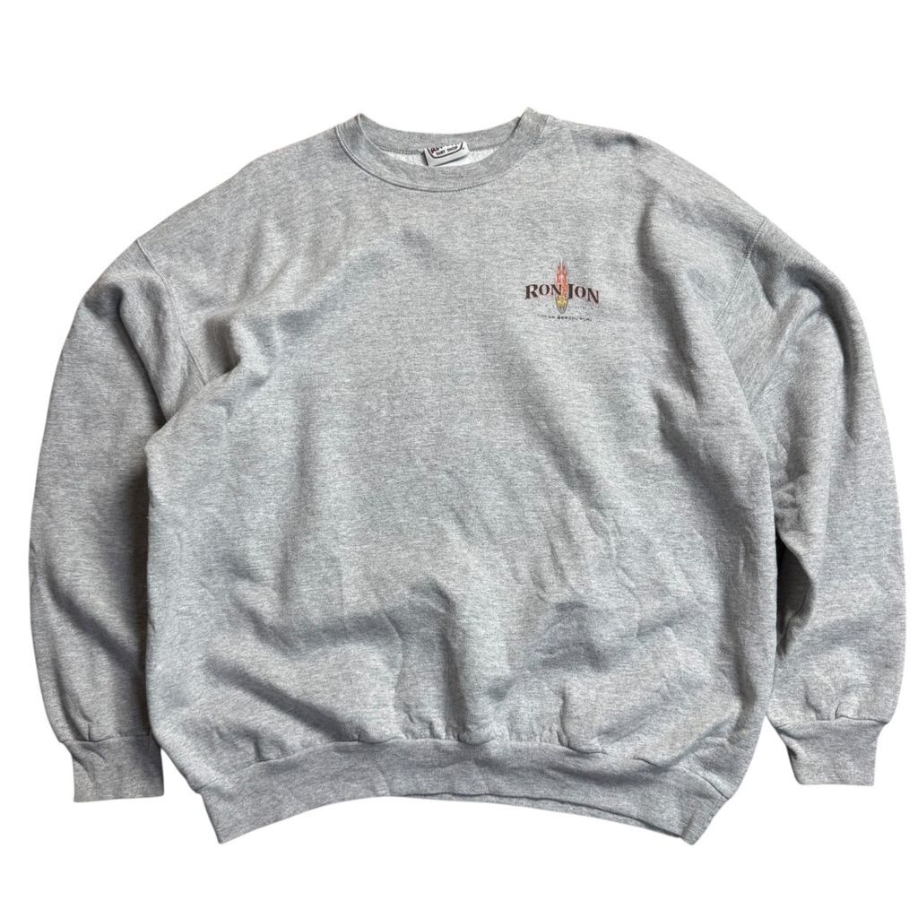 RONJON ロゴプリントスウェット　vintage 90s RON JON SURF SHOP ロゴスウェット グレー USAサーフ オールド