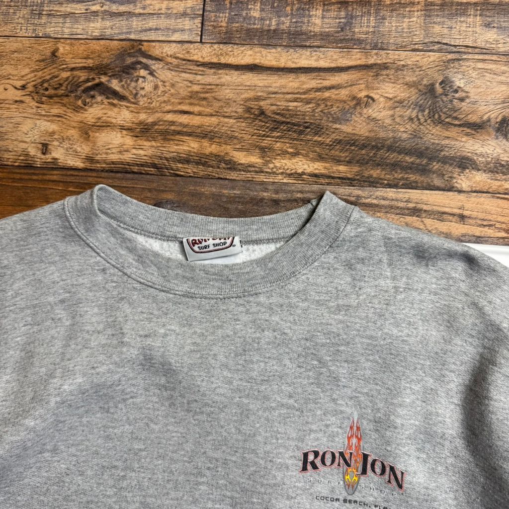 90s RON JON SURF SHOP ロゴスウェット グレー USAサーフ オールド