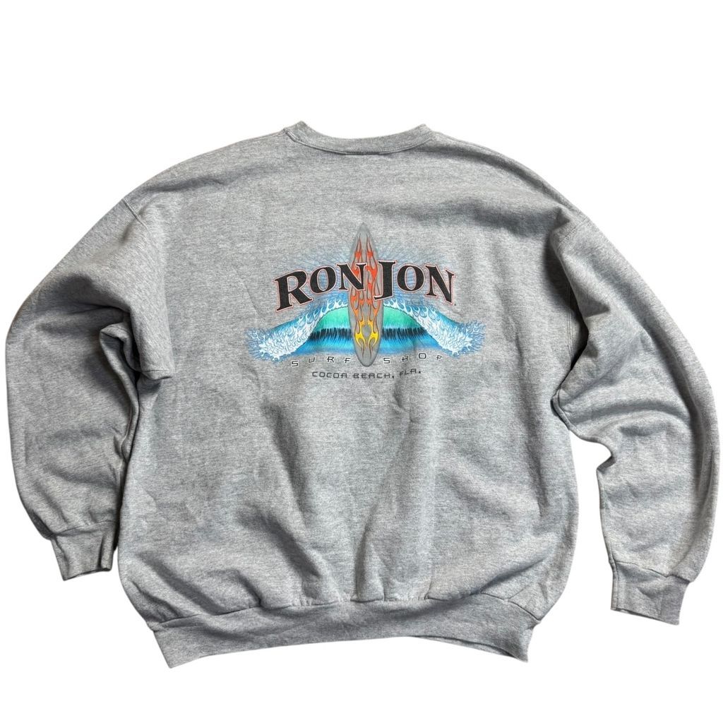 90s RON JON SURF SHOP ロゴスウェット グレー USAサーフ オールド