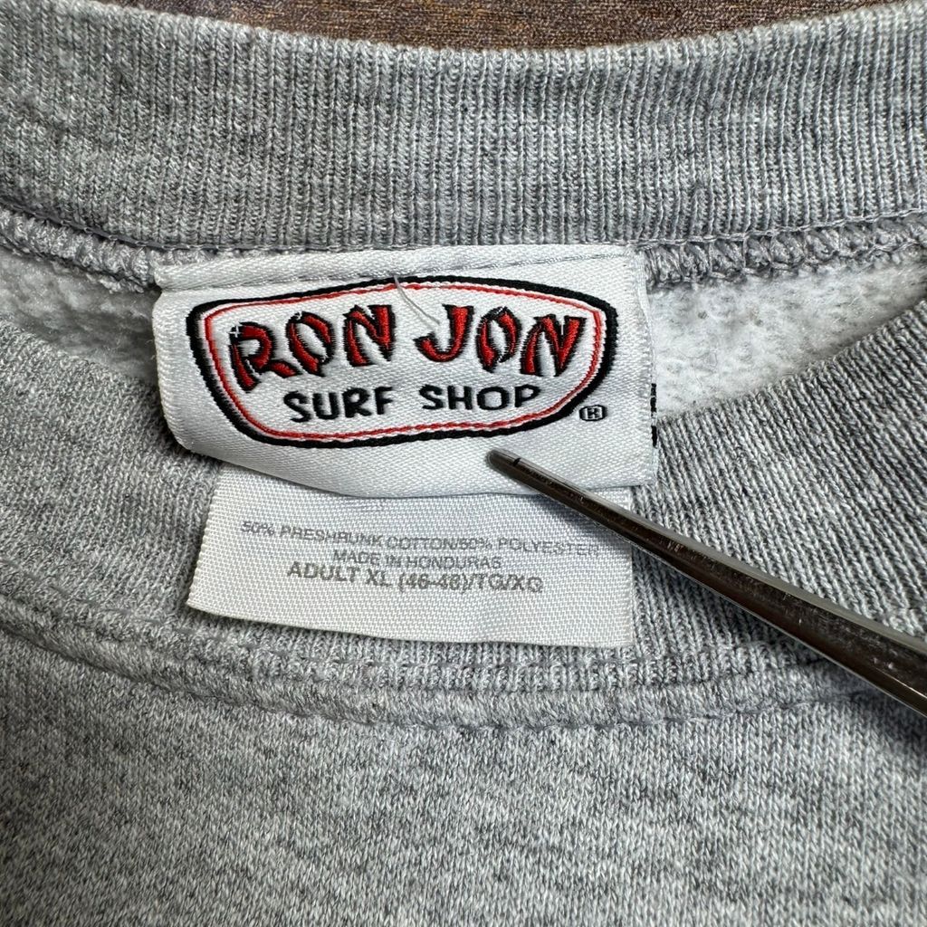 90s RON JON SURF SHOP ロゴスウェット グレー USAサーフ オールド 90s RON JON SURF SHOP ロゴスウェット グレー USAサーフ オールド