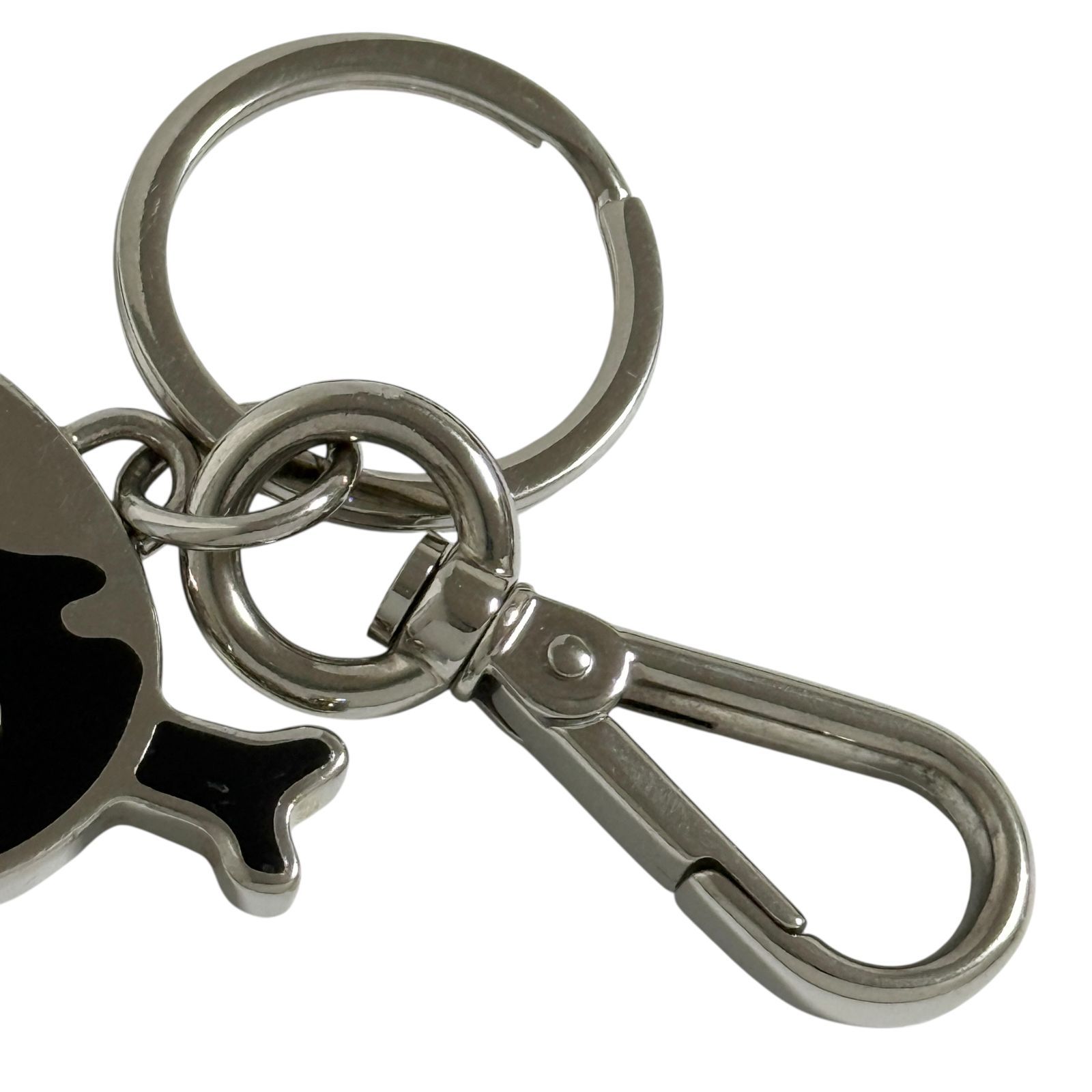 プラダ メンズ キーホルダー キーリング ドクロ ガイコツ 黒 シルバー