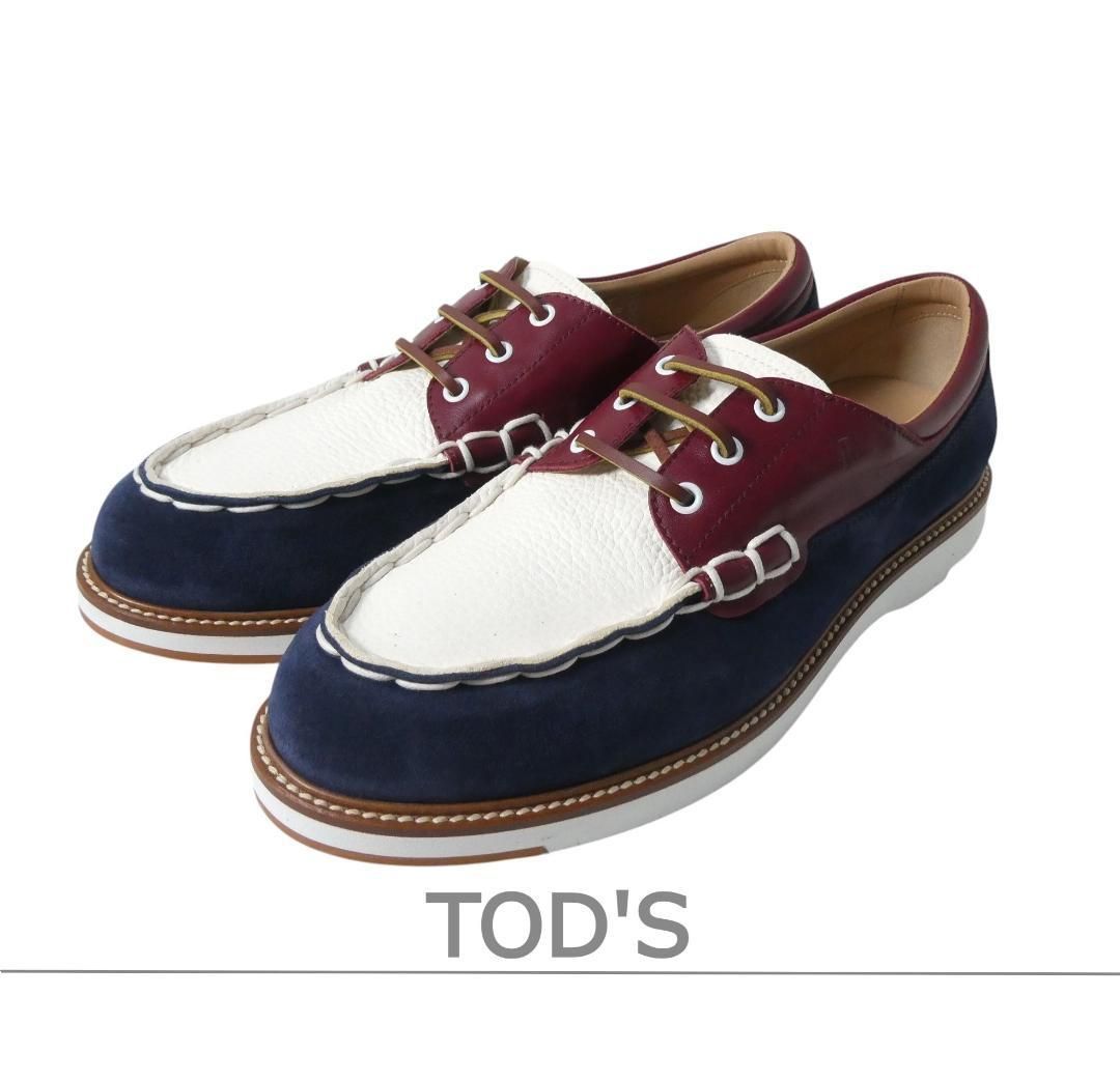 ♥ TOD S トッズ サイズ10 約29㎝ ALLACCIATA LIGHT スエード レザー レースアップ デッキシューズ ローファー モカシン マルチカラー メンズ
